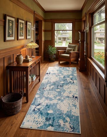 Light Blue Washable Amalfi Runner Rug
