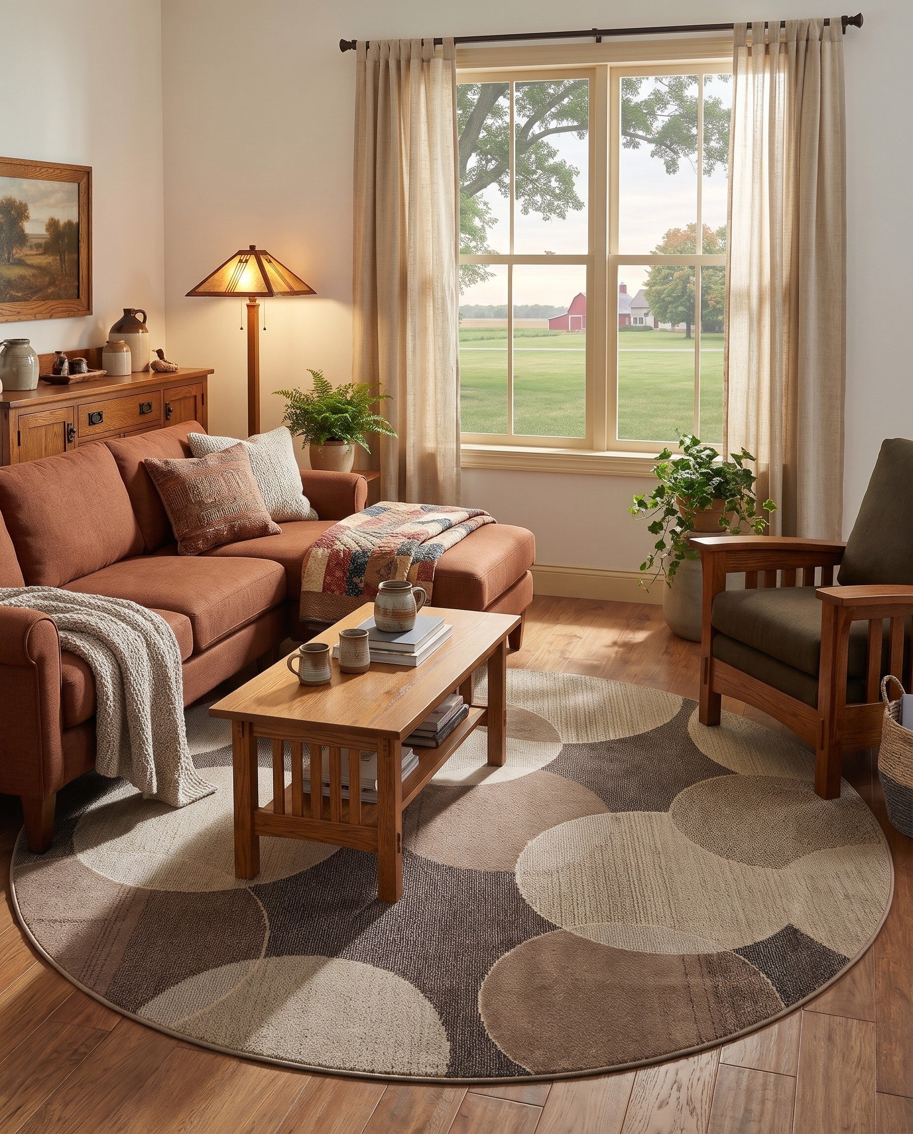 Gray Washable Theia Round Rug