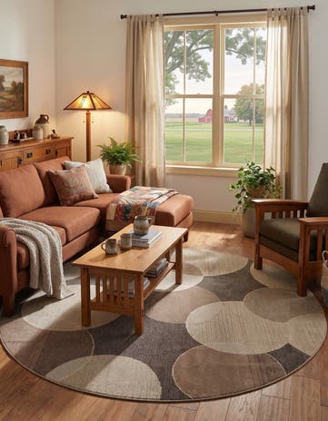 Gray Washable Theia Round Rug