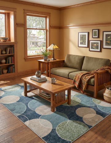 Navy Blue Washable Theia Rug