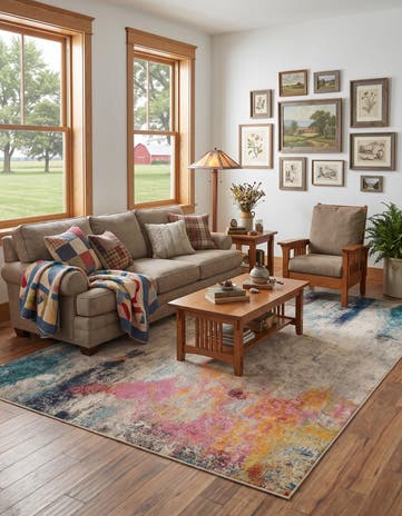 Beige Washable Theia Rug