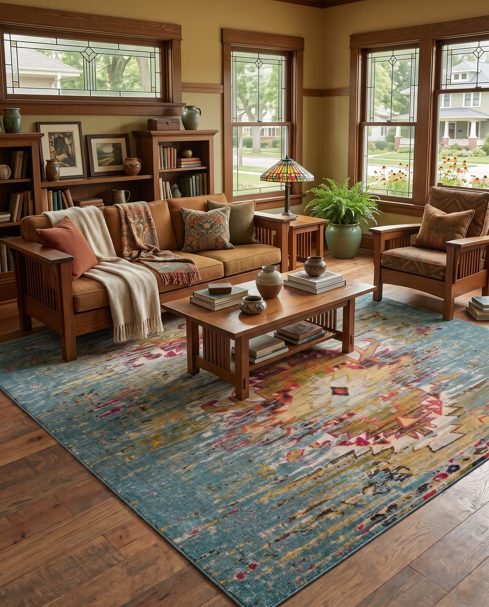 Turquoise Washable Carnevale Rug