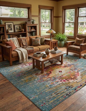 Turquoise Washable Carnevale Rug