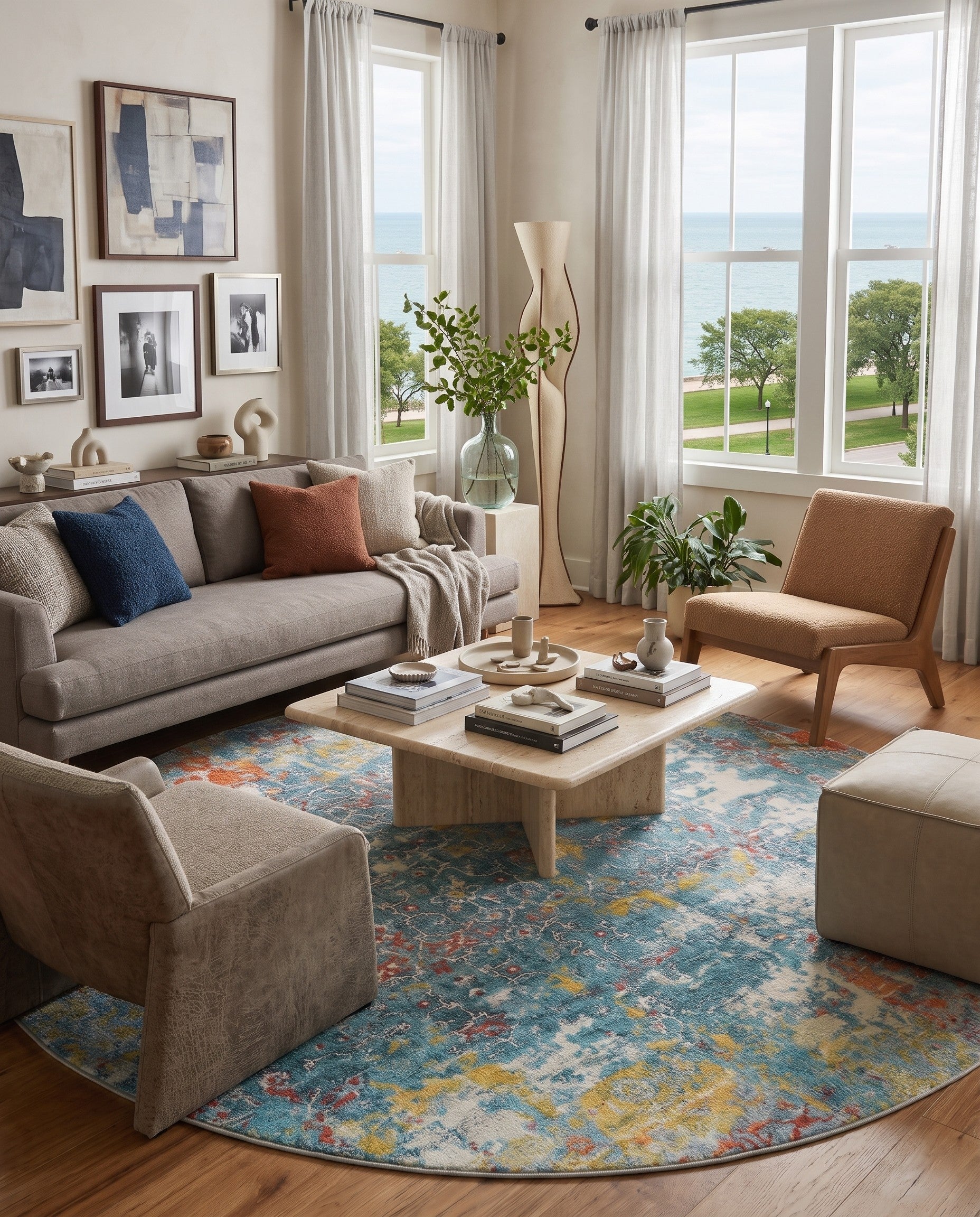Blue Santiago Round Rug