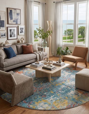Blue Santiago Round Rug