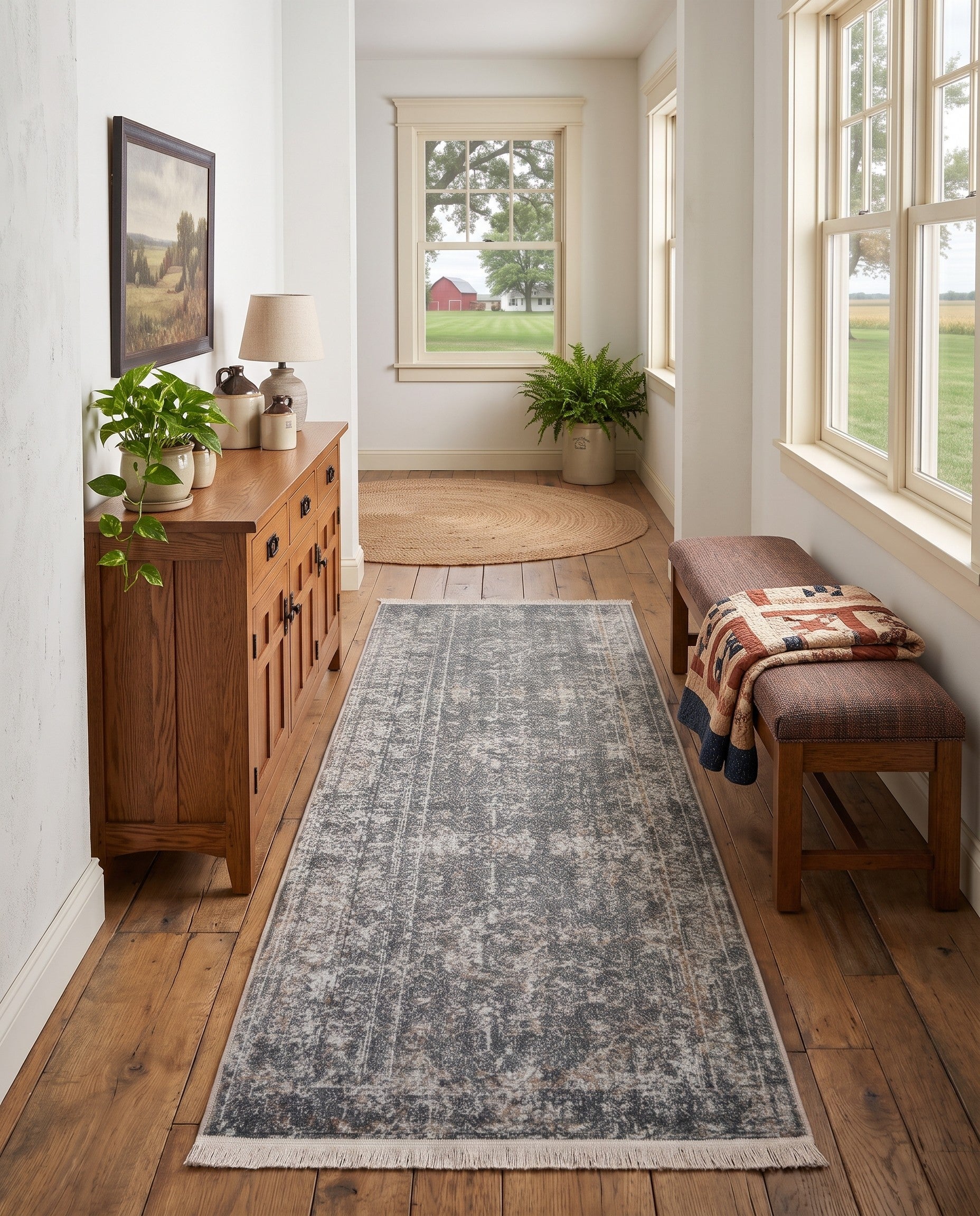 Fume Gray Santiago Runner Rug