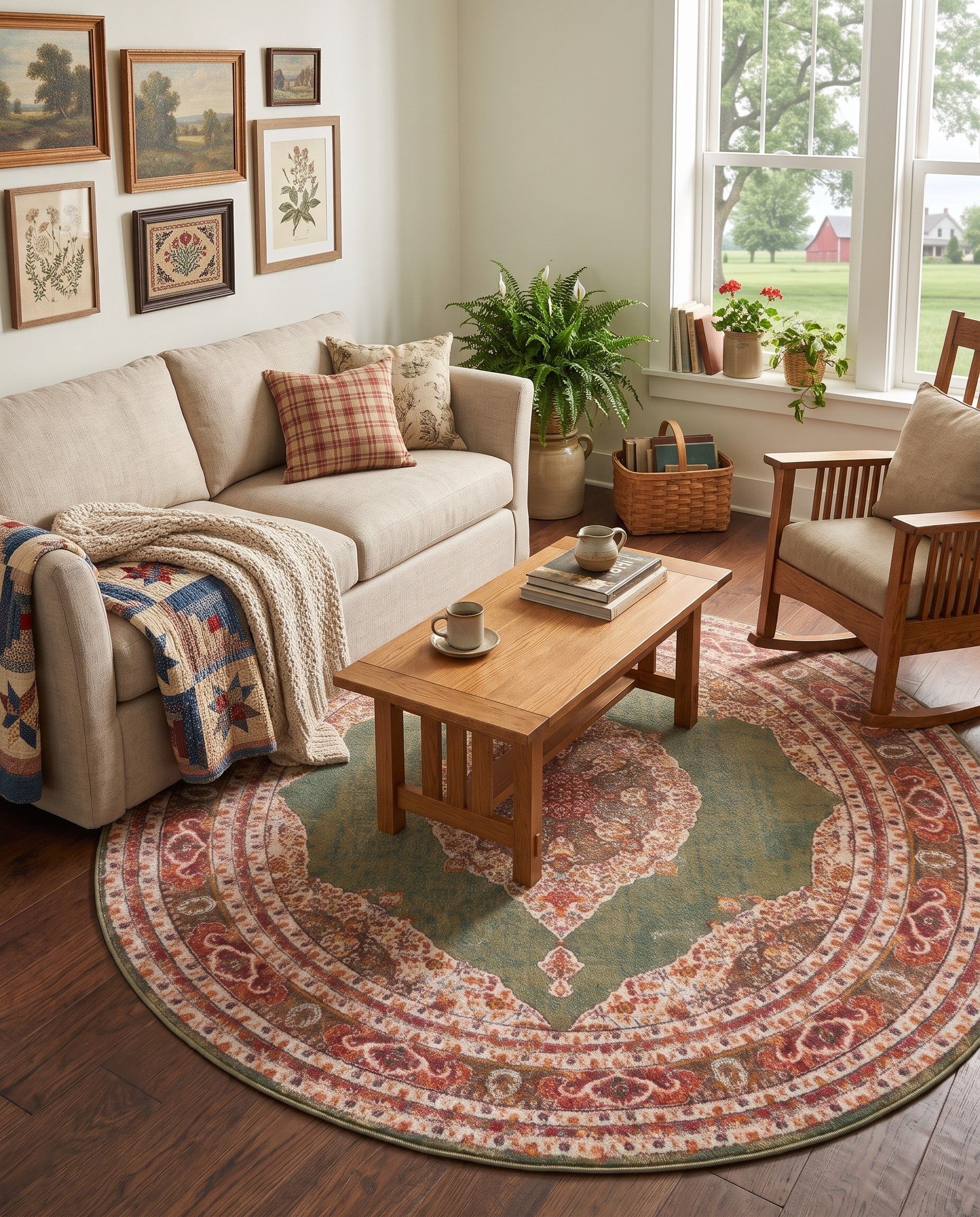 Green Santiago Round Rug