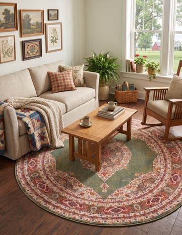 Green Santiago Round Rug