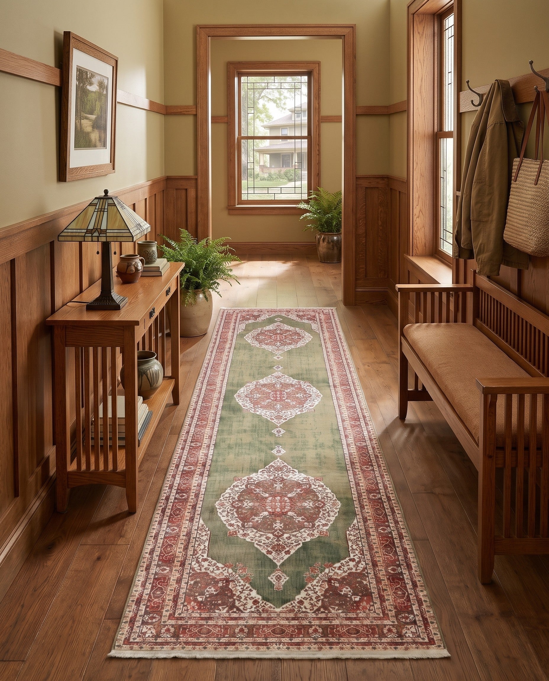 Green Santiago Runner Rug