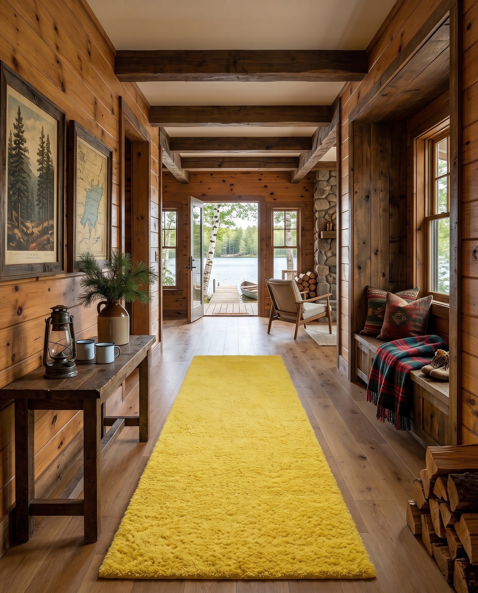 Tuscan Sun Yellow Solid Shag Runner Rug