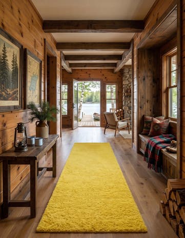 Tuscan Sun Yellow Solid Shag Runner Rug
