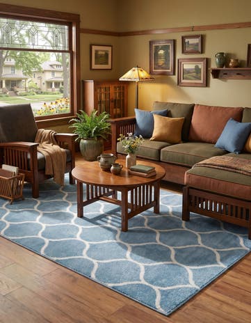 5' 3 x 8' Lattice Frieze Rug
