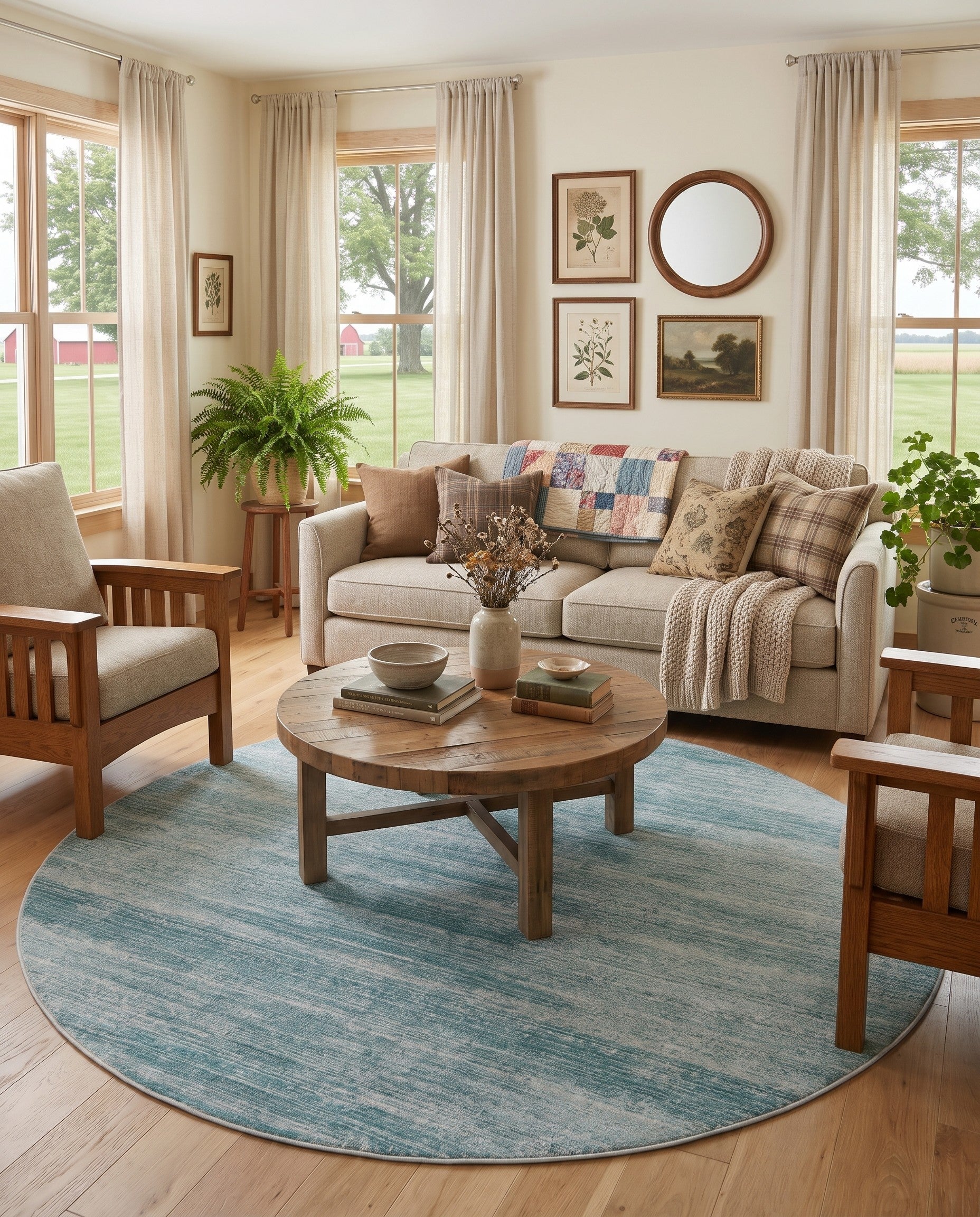 Jill Zarin Turquoise Uptown Madison Avenue Round Rug