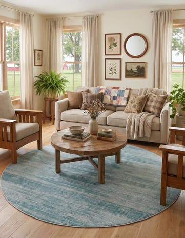 Jill Zarin Turquoise Uptown Madison Avenue Round Rug
