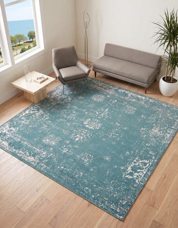 Turquoise Monte Carlo Square Rug