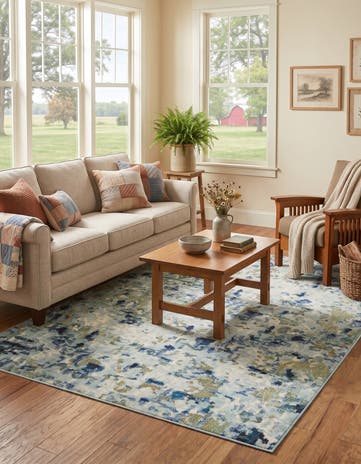 Light Blue Washable Theia Rug