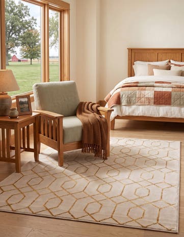 White and Gold Marilyn Monroe™ Glam Trellis Rug