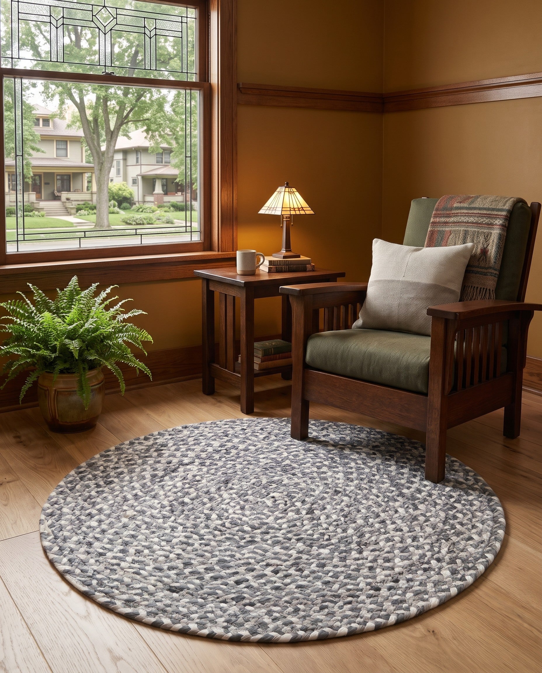 Gray Handmade Braided Chindi Round Rug