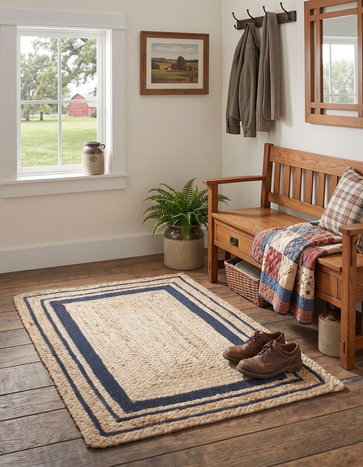 2' x 3' 1 Handmade Braided Jute Rug