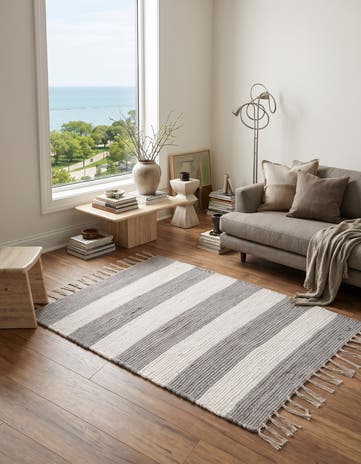 Gray Hand Woven Chindi Rag Rug