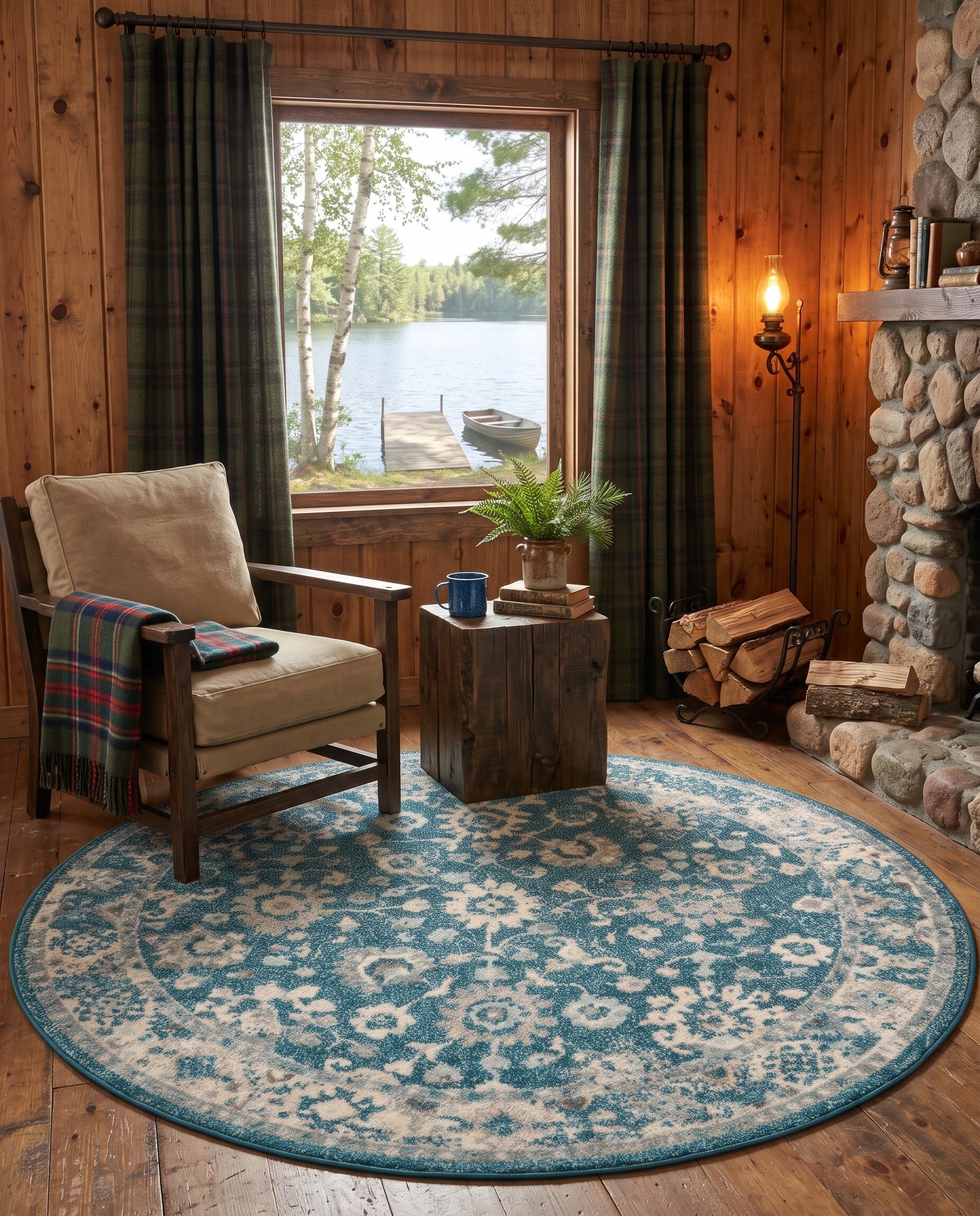 Turquoise Madeline Elmstead Round Rug