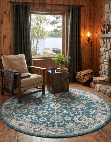 Turquoise Madeline Elmstead Round Rug