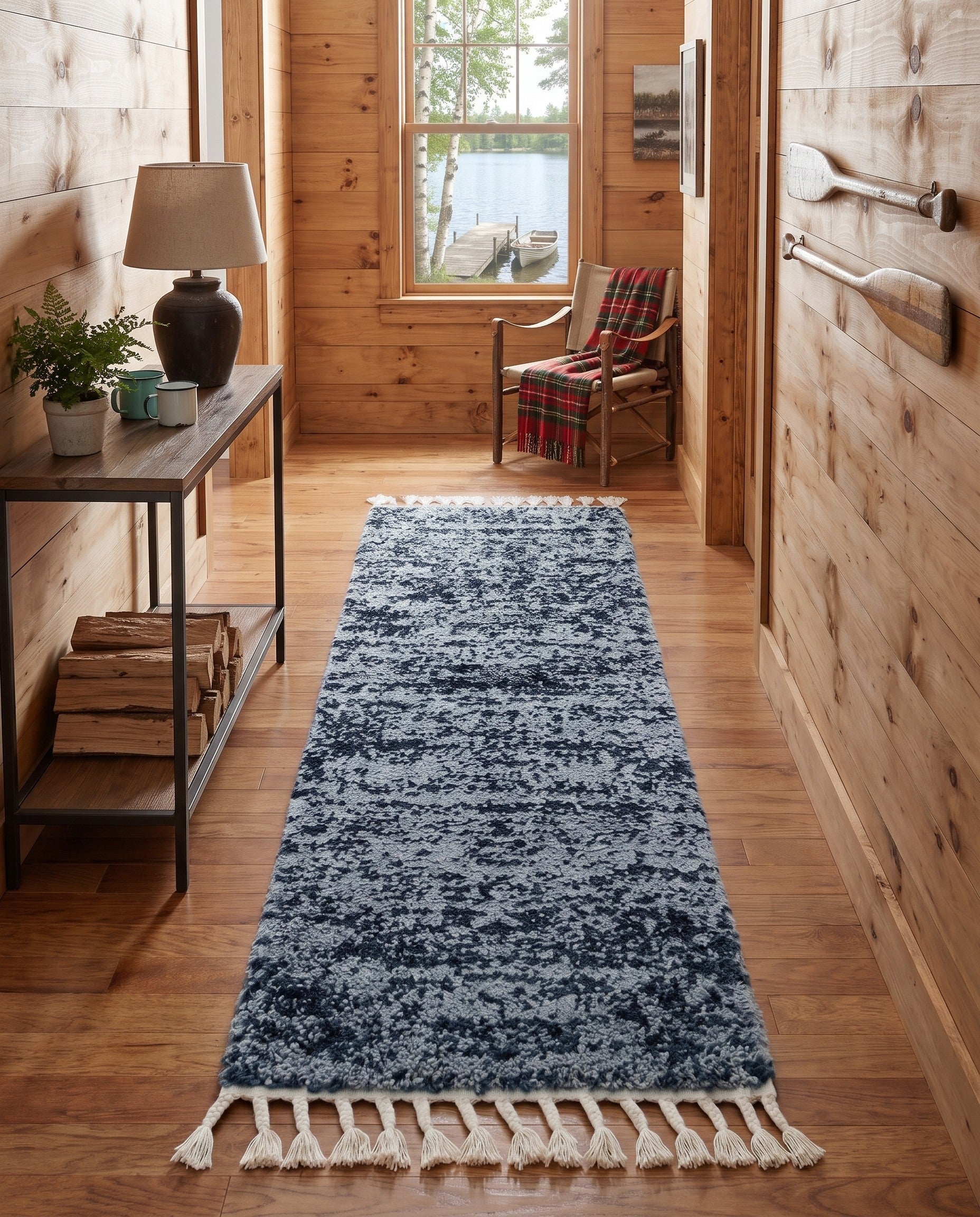 Blue Athena Shag Runner Rug