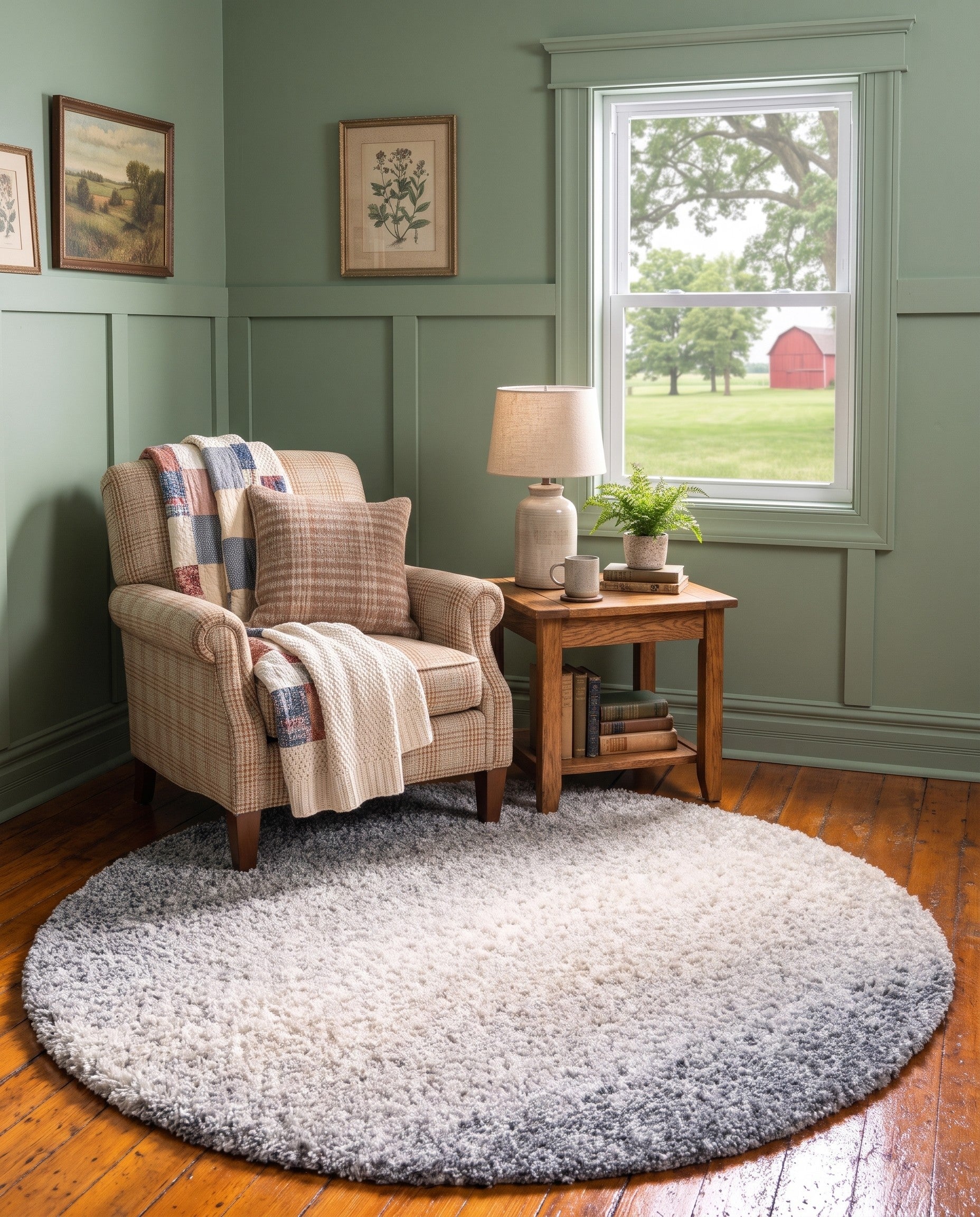 Gray Athena Shag Round Rug