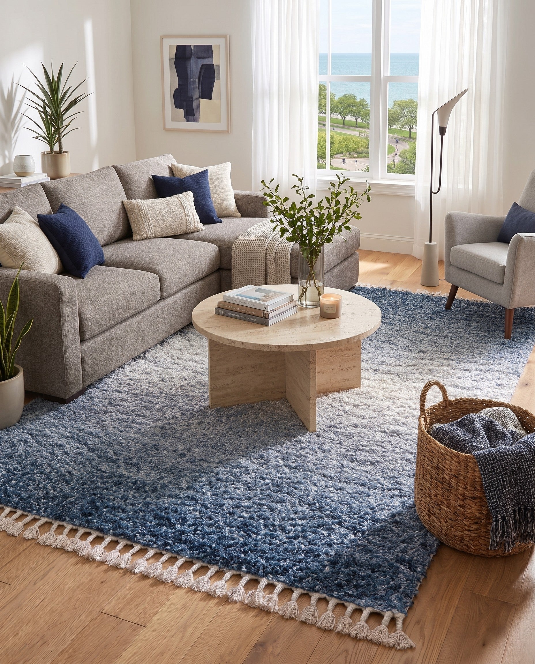 Blue Athena Shag Rug