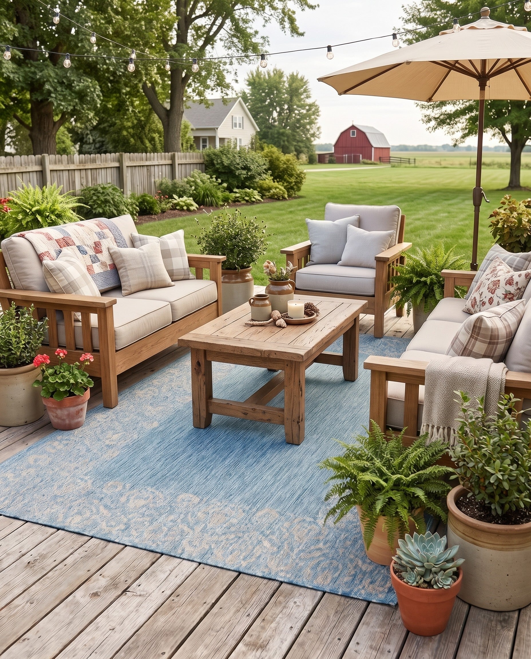 6' x 9' Easy-Clean Border Indoor / Outdoor Rug