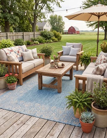 6' x 9' Easy-Clean Border Indoor / Outdoor Rug