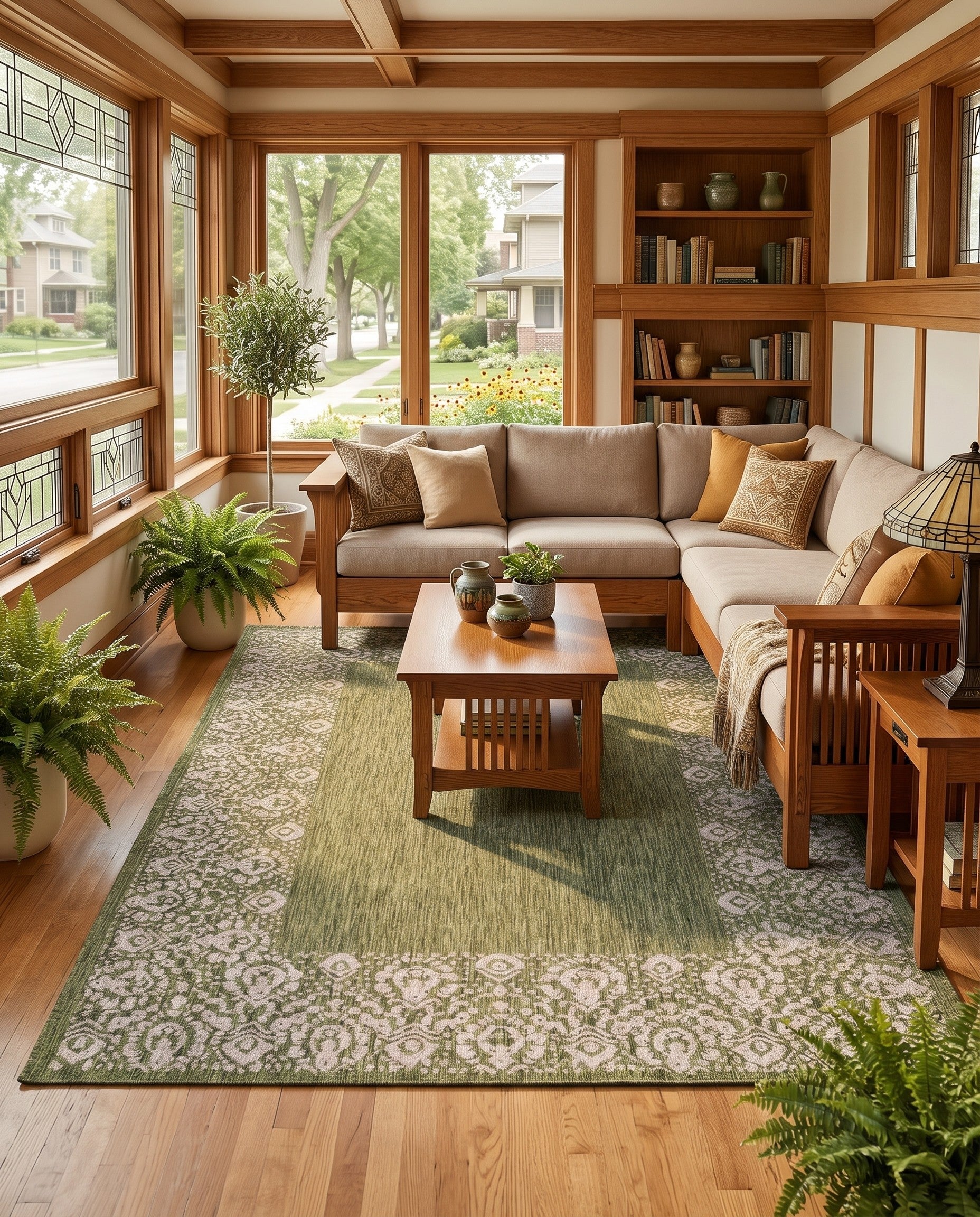 7' x 10' Easy-Clean Border Indoor / Outdoor Rug