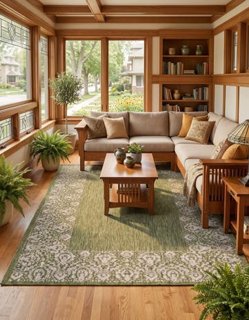 7' x 10' Easy-Clean Border Indoor / Outdoor Rug