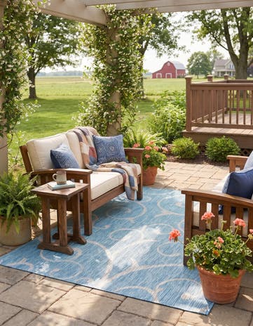 5' 3 x 8' Easy-Clean Botanical Indoor / Outdoor Rug