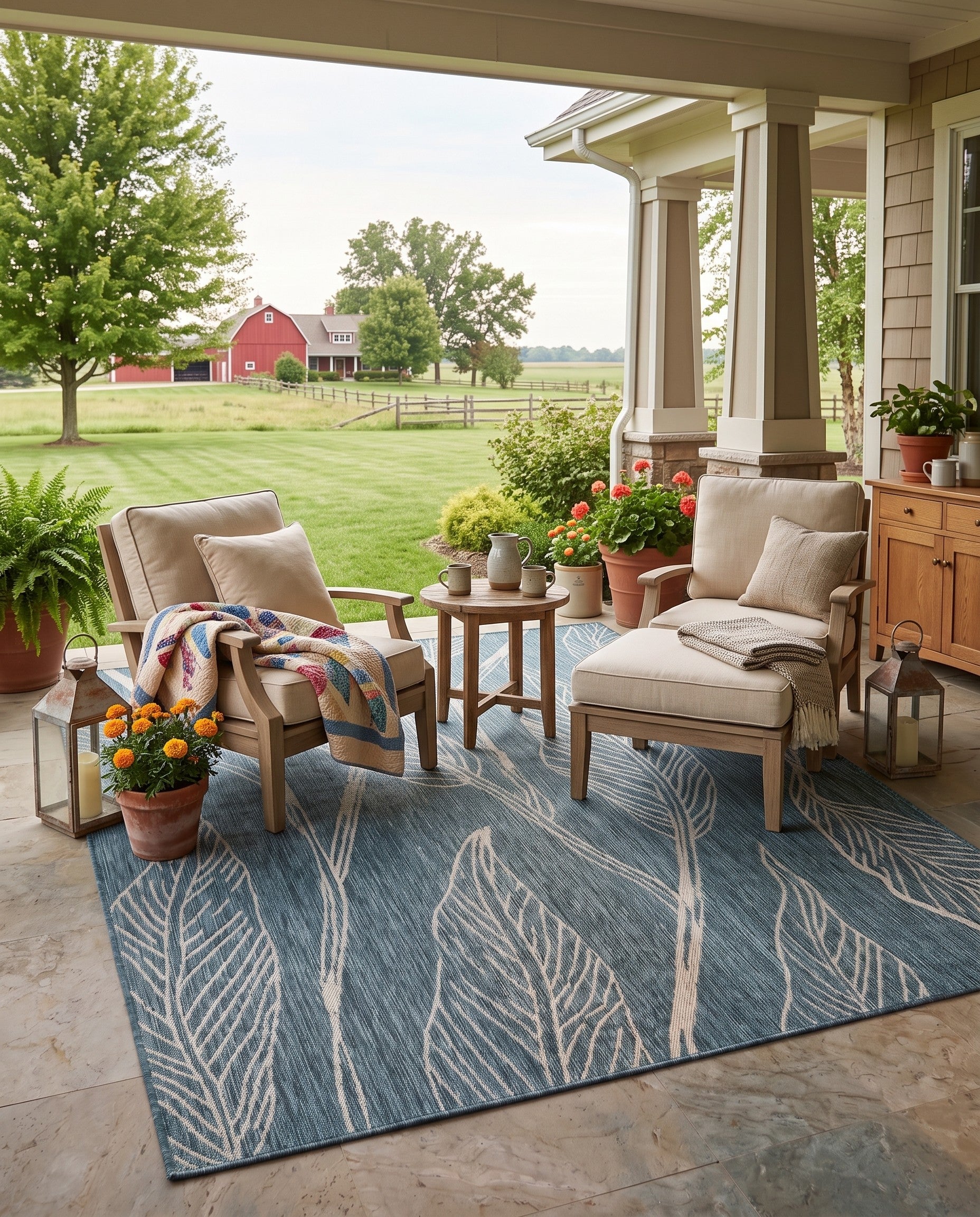 7' x 10' Easy-Clean Botanical Indoor / Outdoor Rug
