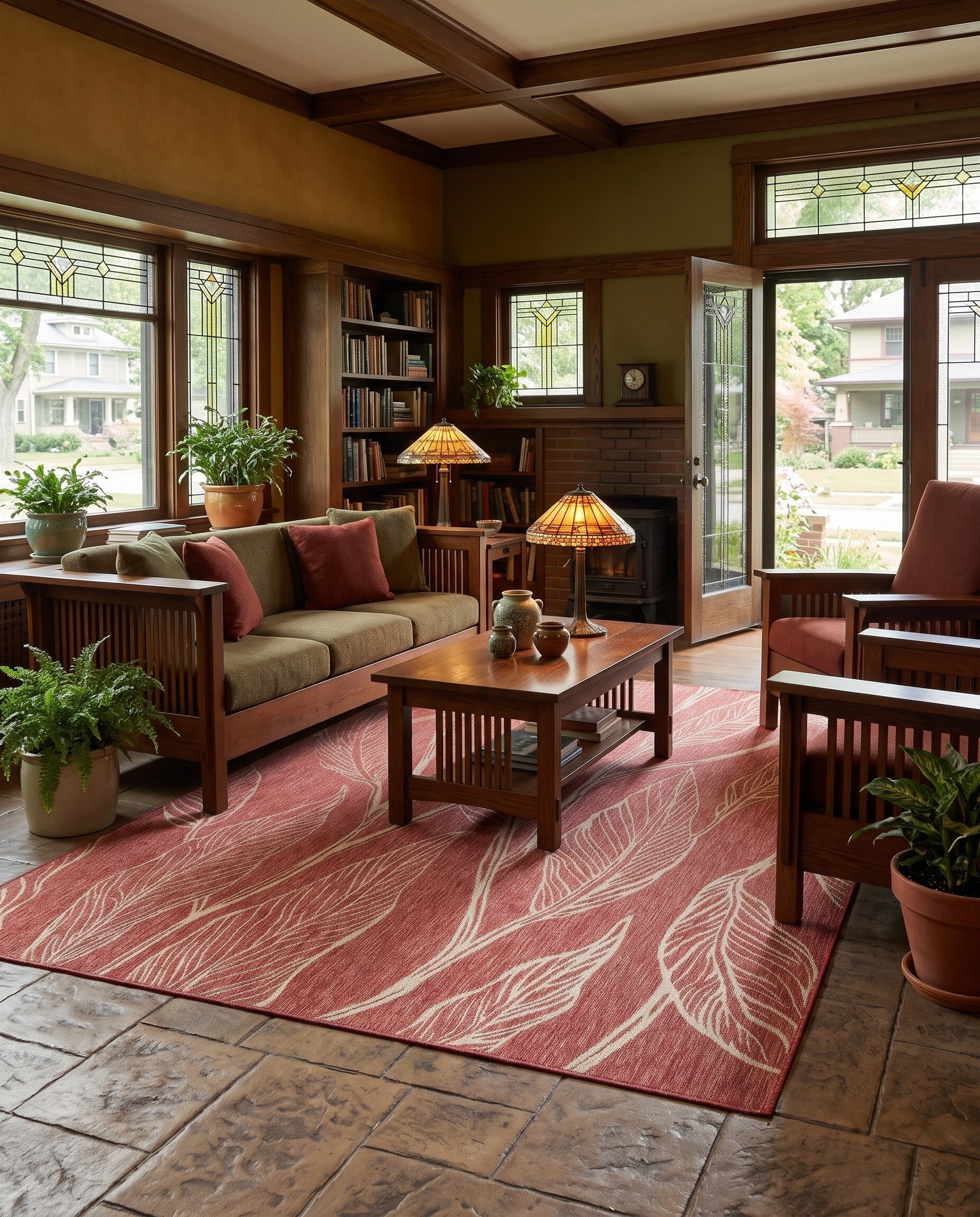 9' x 12' Easy-Clean Botanical Indoor / Outdoor Rug