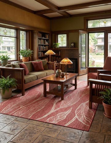 9' x 12' Easy-Clean Botanical Indoor / Outdoor Rug