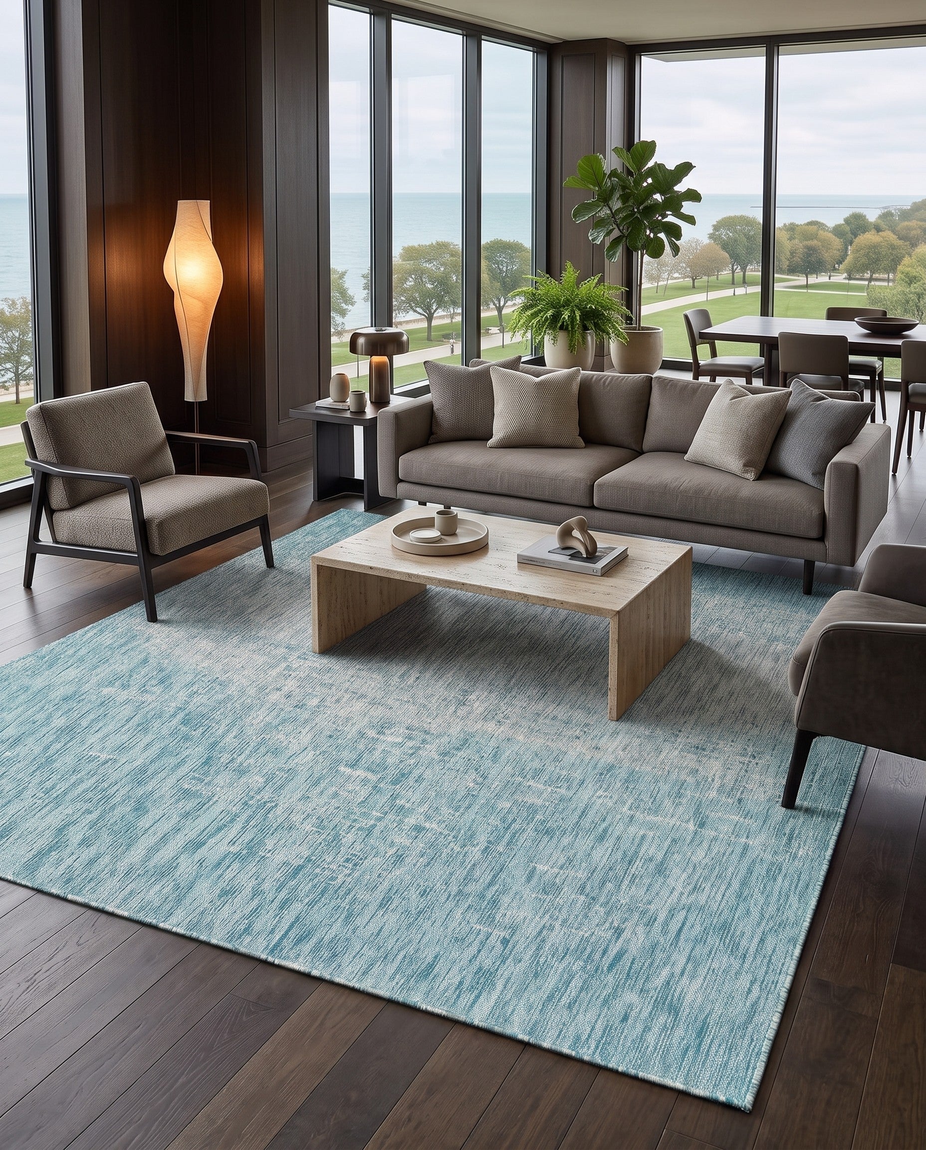 Aqua Easy-Clean Modern Indoor / Outdoor Rug