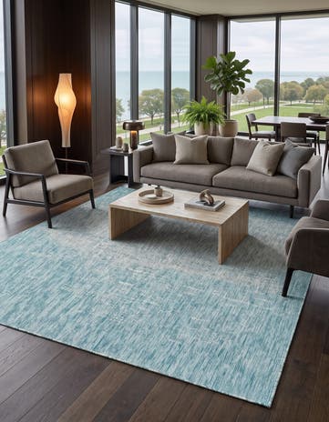 Aqua Easy-Clean Modern Indoor / Outdoor Rug