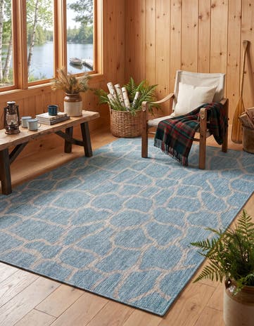 Light Aqua Easy-Clean Safari Indoor / Outdoor Rug
