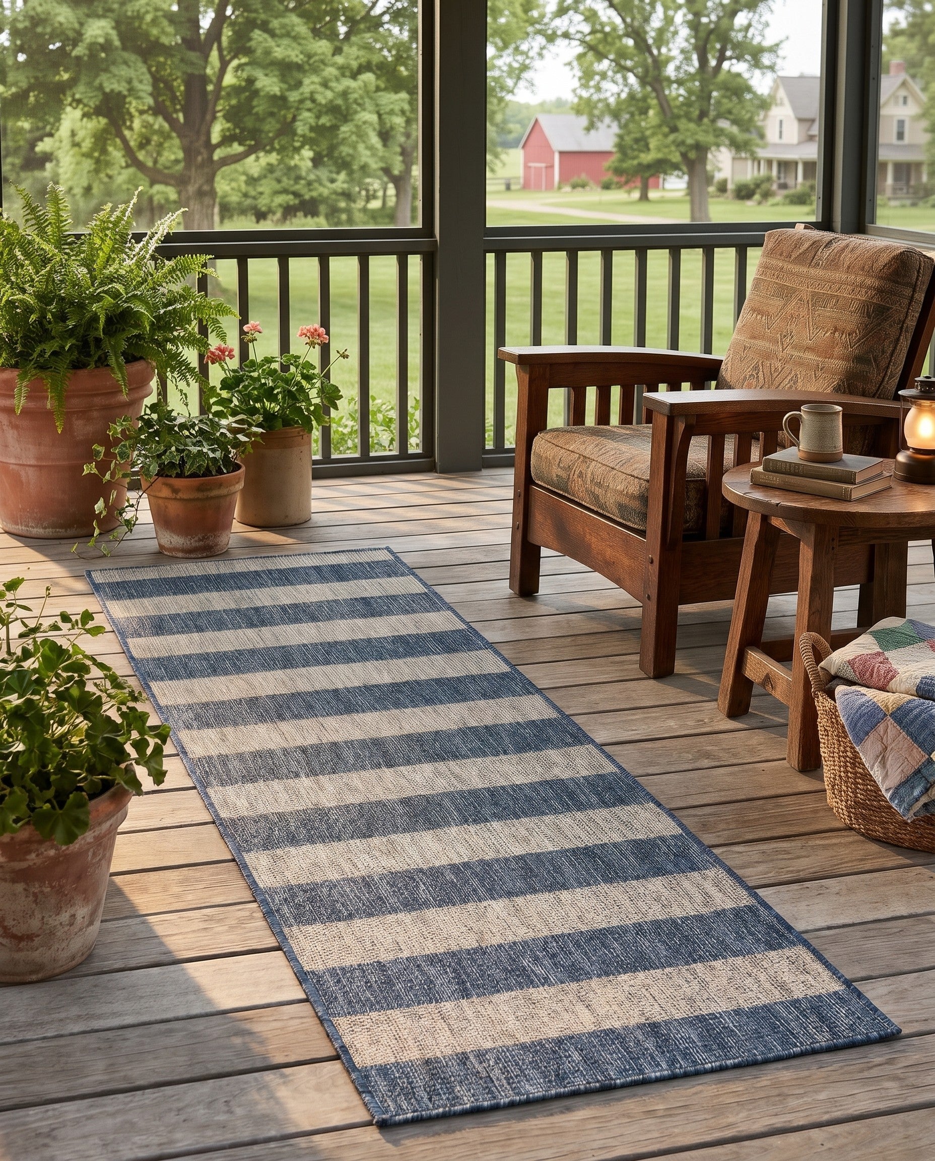 2' x 6' Easy-Clean Ribbon Indoor / Outdoor Runner Rug