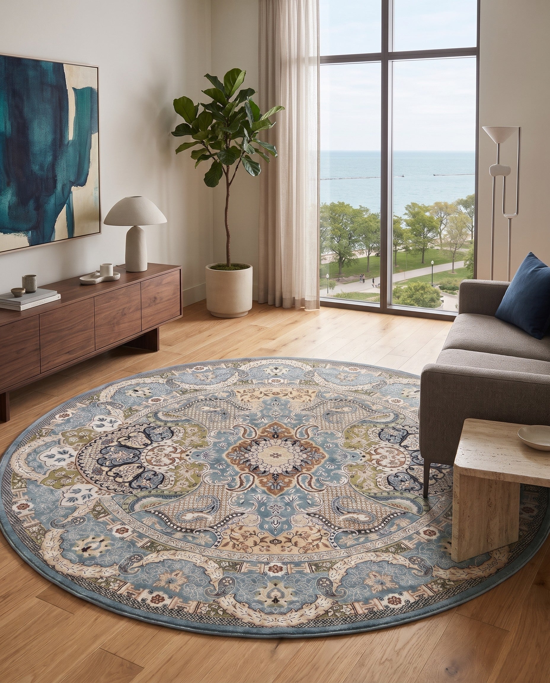 5' 3 x 5' 3 Nain Design Round Rug