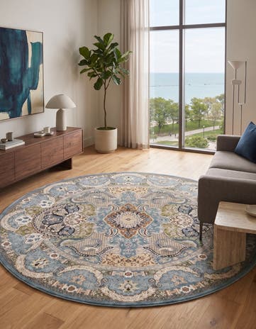 5' 3 x 5' 3 Nain Design Round Rug
