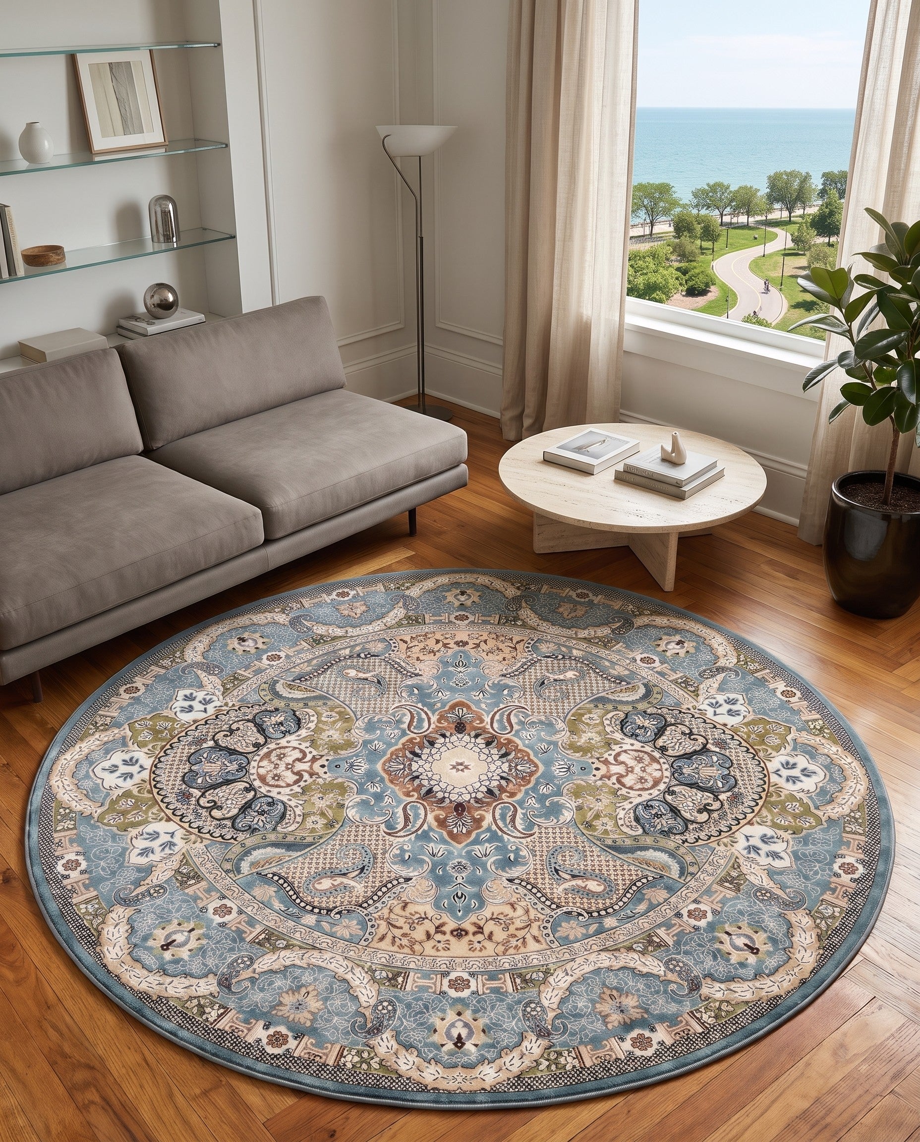 5' 3 x 5' 3 Nain Design Round Rug