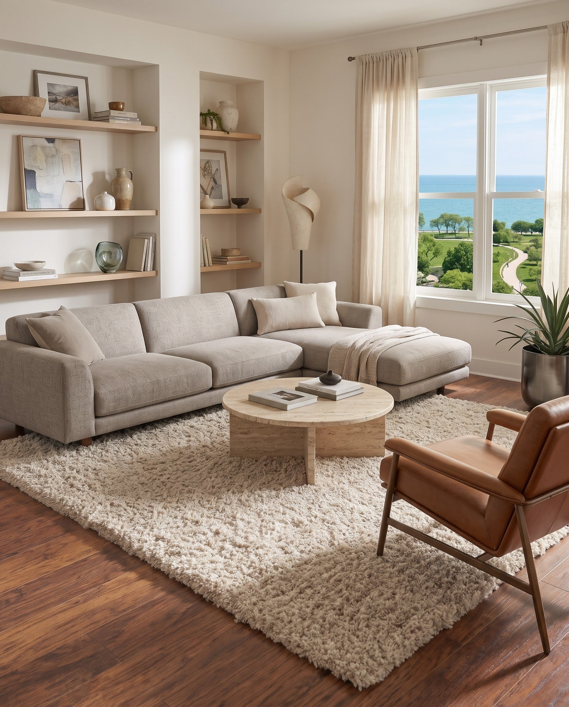 Linen Zermatt Shag Rug