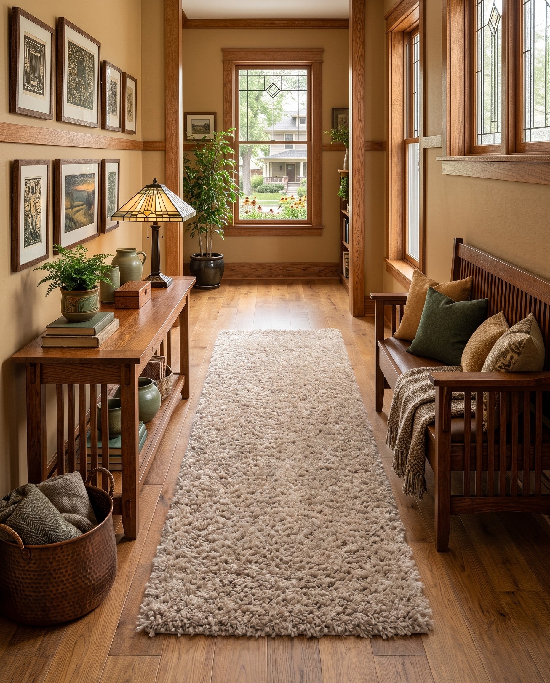 Linen Zermatt Shag Runner Rug