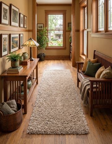 Linen Zermatt Shag Runner Rug