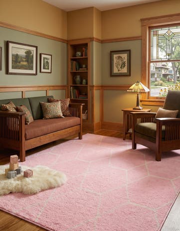 Light Pink Lattice Frieze Rug