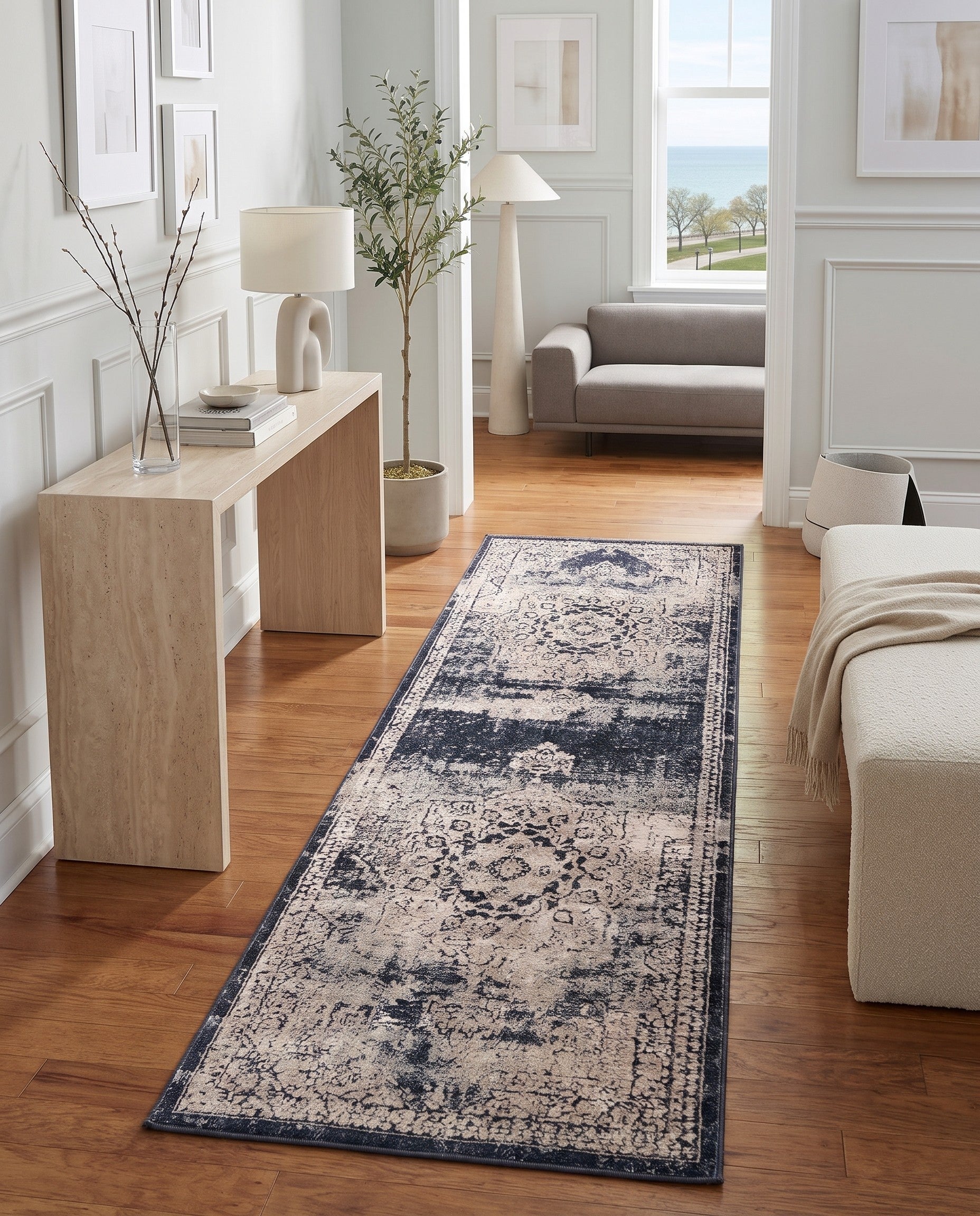 Navy Blue Eliza Runner Rug