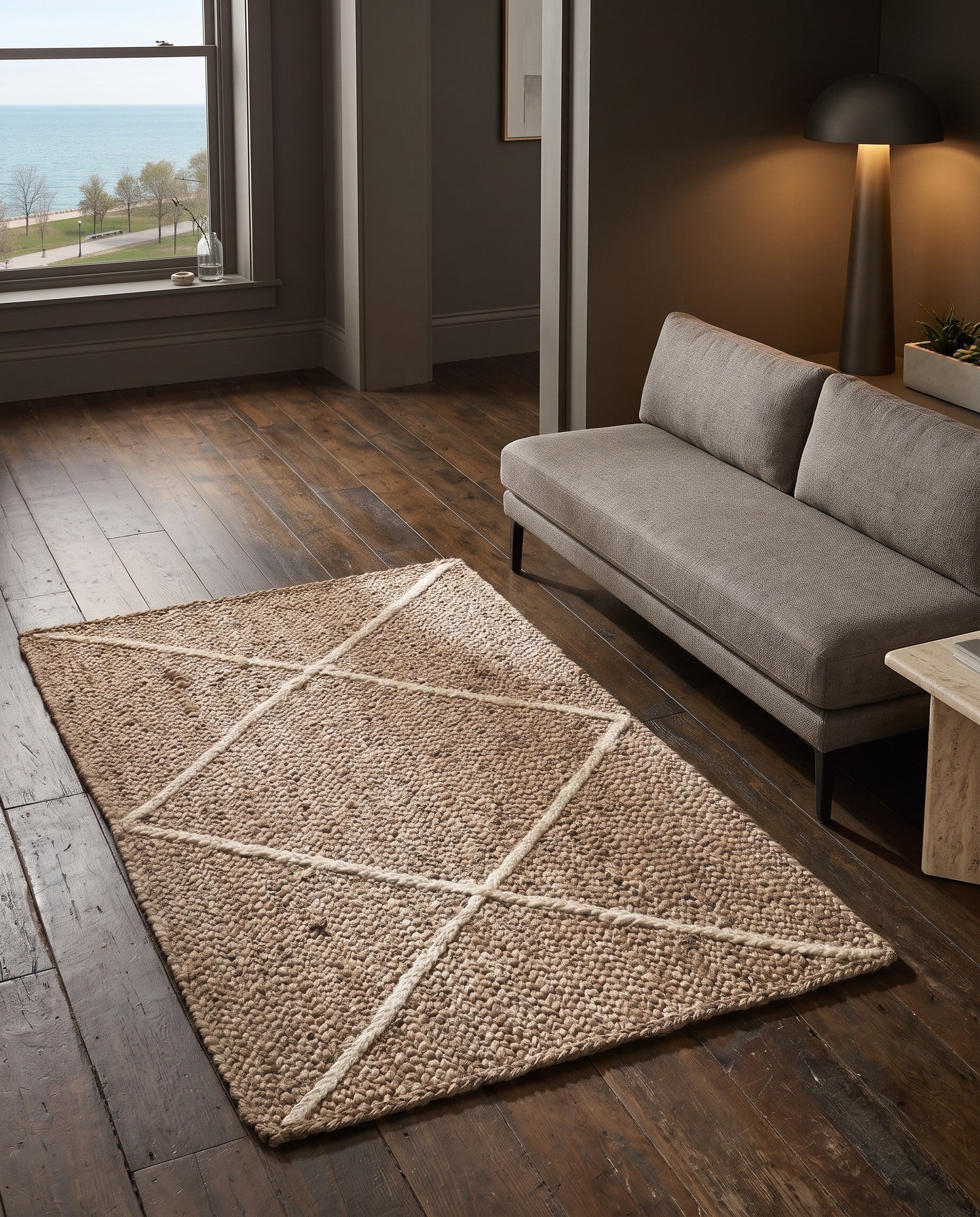 Gray Handmade Braided Jute Rug
